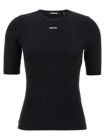 Rotate Birger Christensen Crew Neck Short Sleeve T-shirt In Black