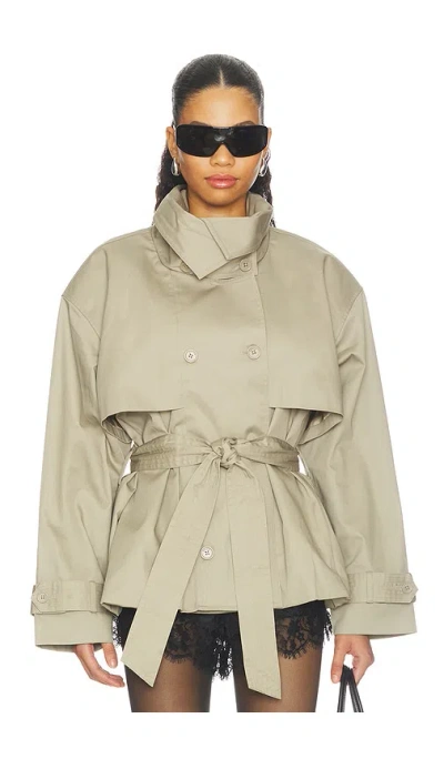 Rotate Birger Christensen Short Trench Coat In Silver