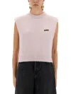 Rotate Birger Christensen Rotate Birgerchristensen Short Vest Shirt With Logo In Pink