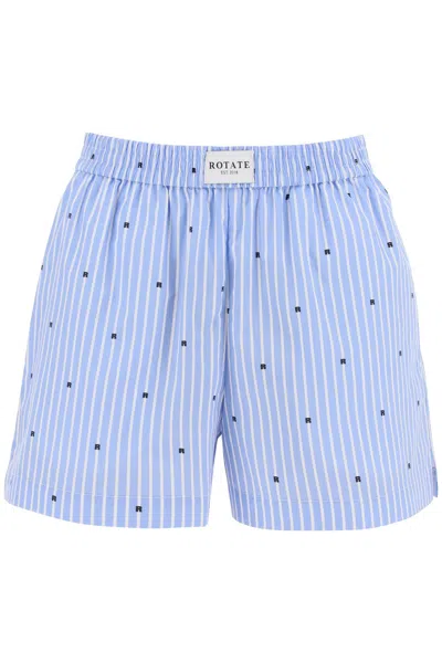 Rotate Birger Christensen Logo-print Striped Shorts In Blue