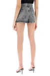 Rotate Birger Christensen Crystal Frayed Hem Denim Shorts