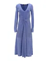 Rotate Birger Christensen Sierra Ruched Metallic Midi Dress In Blue Polyamide In Blue