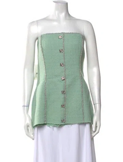 Pre-owned Rotate Birger Christensen Silk Strapless Top W/ Tags In Green
