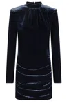 Rotate Birger Christensen Silk Velvet Ls Mini Dress In Blue