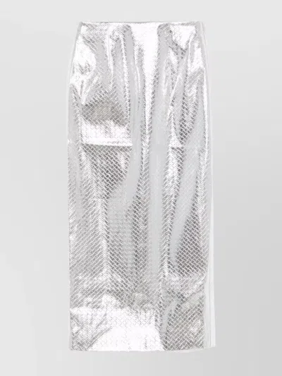 ROTATE BIRGER CHRISTENSEN SILVER BRAIDED PENCIL SKIRT