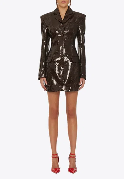 ROTATE BIRGER CHRISTENSEN SINGLE-BREASTED SEQUINED MINI BLAZER DRESS