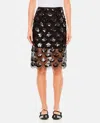 Rotate Birger Christensen Sequined Scalloped Midi Skirt In Black