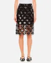 Rotate Birger Christensen Sequined Scalloped Midi Skirt In Black