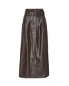 Rotate Birger Christensen Anatta Belted Woven Midi Skirt In Brown
