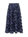 Rotate Birger Christensen Rotate Blue Skirt With All-over Embossed Rose Detailing In Blue