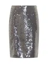 Rotate Birger Christensen Sequined Mesh Midi Skirt In Gray
