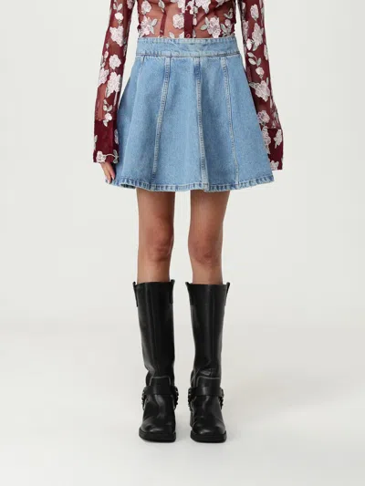 Rotate Birger Christensen Skirt Rotate Woman Color Denim In Blue