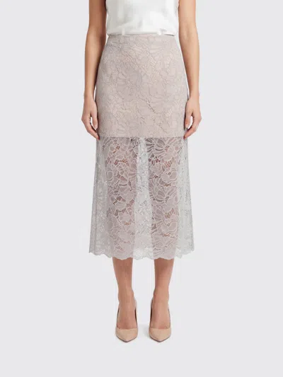 Rotate Birger Christensen Flower Mesh Pencil Skirt With Intricate Lace Detailing In Neutral