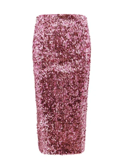 Rotate Birger Christensen Skirt With All-over Sequins In Burgundy