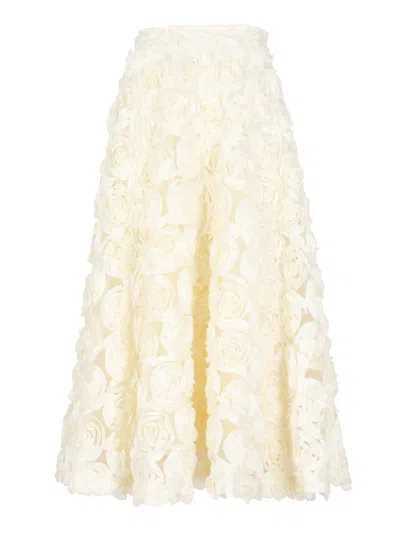 Rotate Birger Christensen Skirt With Roses In Yellow