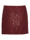 Rotate Birger Christensen Grid-pattern Sequin-embellished Mini Skirt In Red