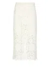 Rotate Birger Christensen Lace Pencil Skirt With Embroidery In Beige