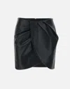 Rotate Birger Christensen Draped Faux Leather Mini Skirt In Black