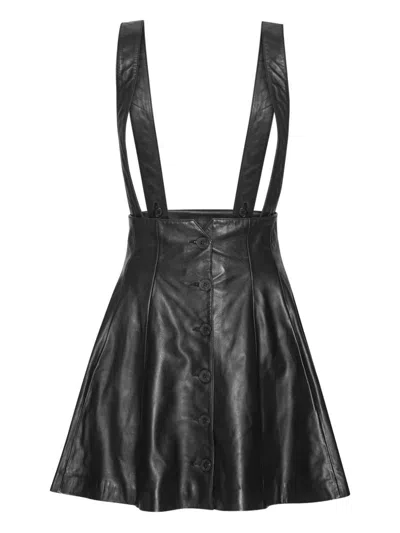 ROTATE BIRGER CHRISTENSEN ROTATE BIRGER CHRISTENSEN LAMBSKIN MINI SKIRT WITH SUSPENDERS