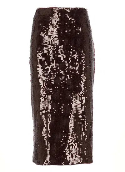 Rotate Birger Christensen Paillettes Skirt In Brown
