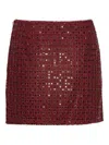Rotate Birger Christensen Grid-pattern Sequin-embellished Mini Skirt In Red