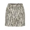 Rotate Birger Christensen Womens Egret Comb Printed Faux-fur Cotton-blend Mini Skirt In Gray