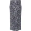 Rotate Birger Christensen Ladies Vibrant Floral Outline Midi Pencil Skirt In Silver