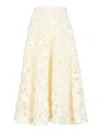 Rotate Birger Christensen Midi Skirt With Rose Appliques In Neutral