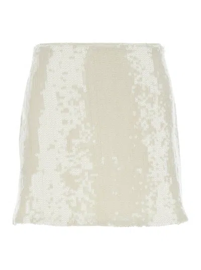 ROTATE BIRGER CHRISTENSEN WHITE MINI-SKIRT WITH SEQUINS