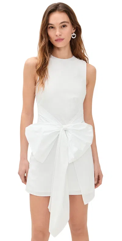 Rotate Birger Christensen Rotate Birgerchristensen Rotate Sleeveless Organic-cotton Mini Dress With Bow In White