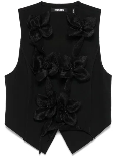Rotate Birger Christensen Sleeveless Floral Vest Top In Black