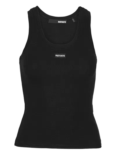 Rotate Birger Christensen Sleeveless Logo-detail Top In Black