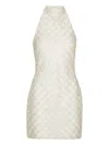 Rotate Birger Christensen Cream Mini Dress With All-over Sequins And Halter Neck In White
