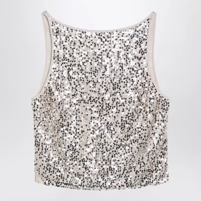 Rotate Birger Christensen Sleeveless Top With Sequins In Neutral