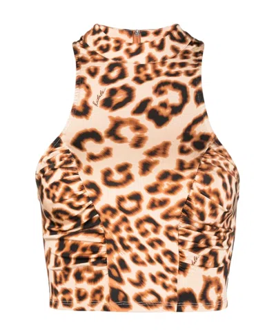 Rotate Birger Christensen Sleeveless Vest With Round Neck In Nude & Neutrals