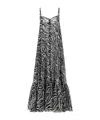 Rotate Birger Christensen Rotate Light Flowy Zebra Print Maxi Dress In Black