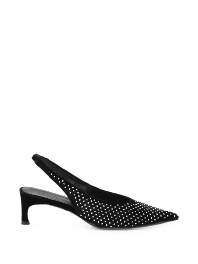 Rotate Birger Christensen Slingback Rhinestone Velvet Pumps In Black