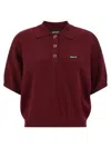 Rotate Birger Christensen Burgundy Polo Shirt With Logo Patch In Burgundy
