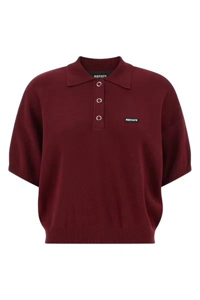 Rotate Birger Christensen 'slinky Knit' Polo Shirt In Burgundy