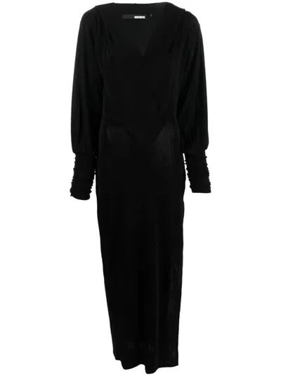 Rotate Birger Christensen Slinky Maxi Hooded Dress In Black