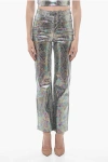 Rotate Birger Christensen Snake Effect Straight Leg 5 Pockets Pants