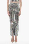 Rotate Birger Christensen Snake Effect Straight Leg 5 Pockets Pants In Multi
