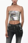 Rotate Birger Christensen Snake Effect Strapless Crop Top
