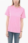 ROTATE BIRGER CHRISTENSEN SOLID COLOR AJA CREW-NECK T-SHIRT WITH CUT-OUT DETAIL AND PA