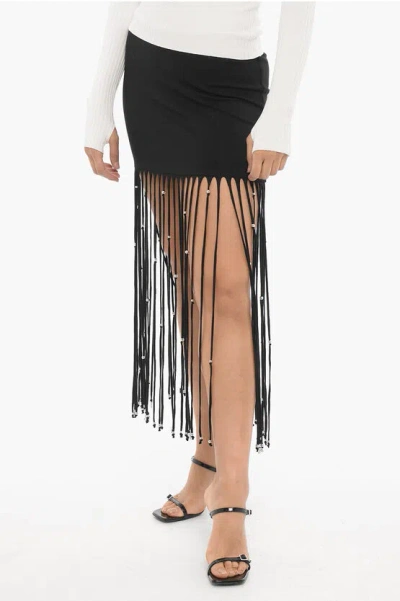 Rotate Birger Christensen Black Sunday Capsule Beads Fringed Skirt