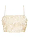 Rotate Birger Christensen Spaghetti Strap Top With Rose Appliques In Neutral