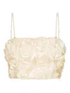 Rotate Birger Christensen Spaghetti Strap Top With Rose Appliques In Neutral