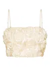 Rotate Birger Christensen Spaghetti Strap Top With Rose Appliques In White