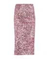 Rotate Birger Christensen Sequined Midi Pencil Skirt In Pink Polyester In Pink