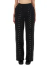 Rotate Birger Christensen Wide Leg Lace-up Joggers With Side Pockets In Black